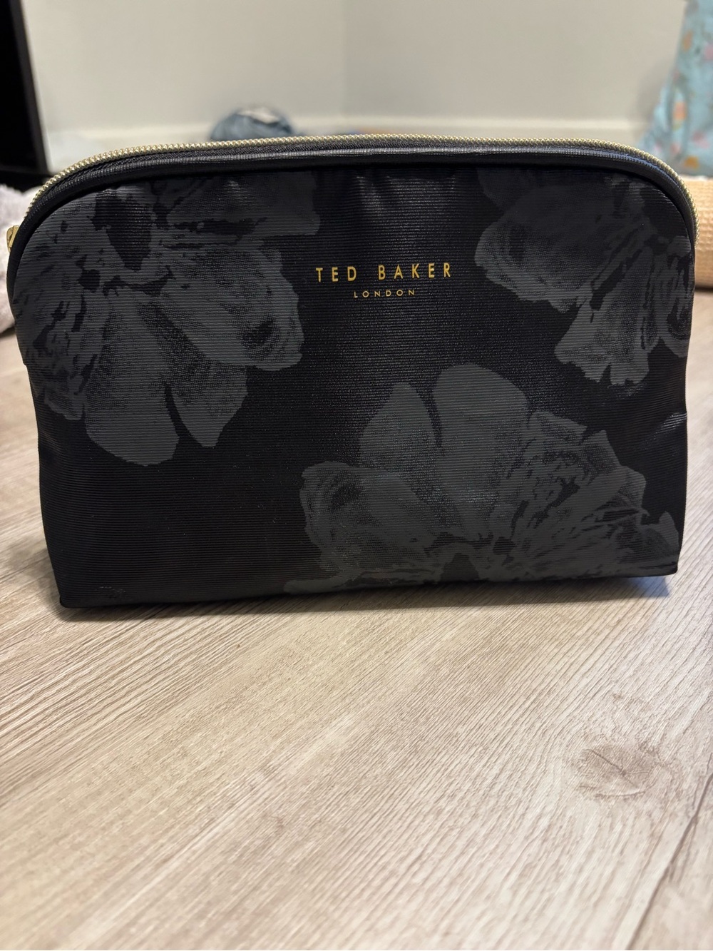 Ted Baker London Black Floral Makeup Pouch